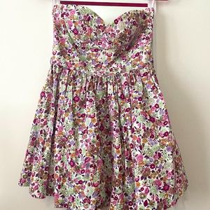 Strapless Flare Floral Dress